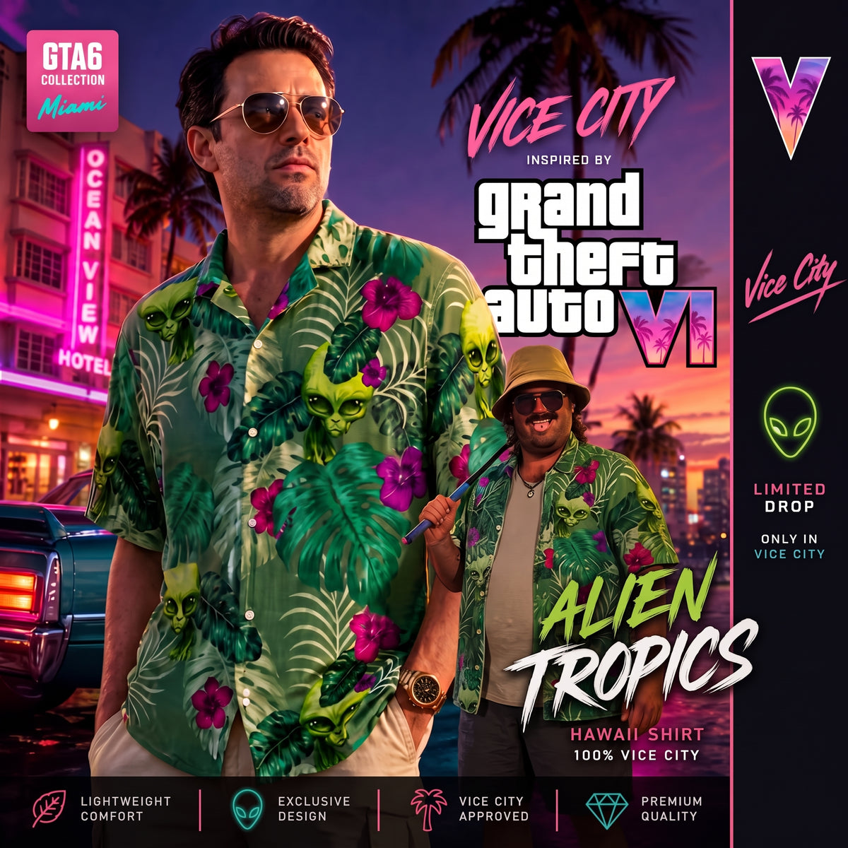 GTA 6 Jason Alien Hawaiian Shirt